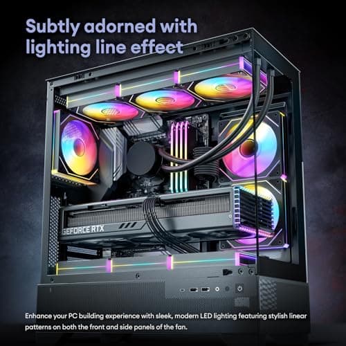 6 Pack RGB Fans, Infinity Mirror, Cable Connector 3 Pin 5V Addressable RGB Fans with Controller (Not Daisy Chain), PWM PC Fan 1800 RPM, 52.4 CFM, Infinity Series