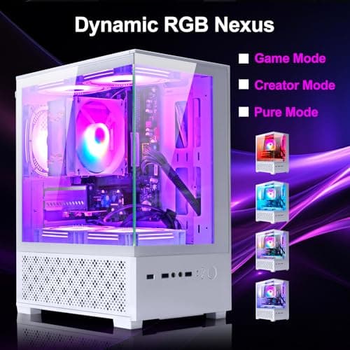LXZ Desktop PC Computer AMD Ryzen 7-5700G 8 core 3.9GHz, 16G DDR4 RAM, 512GB NVME SSD, Tower Computer with Power Supply 400W for Home and Office (White)