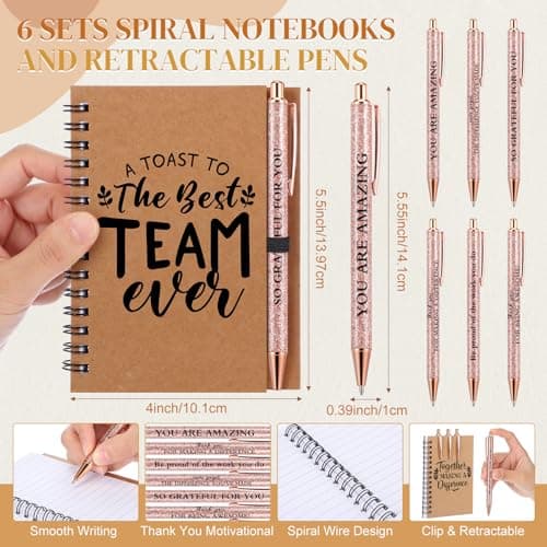 18 Pcs Teacher Employee Appreciation Gifts Summer Christmas Back to School Thank You Volunteer Coworker Staff Paraprofessional Motivational Notebook Ballpoint Pen Glass Cup(Team)