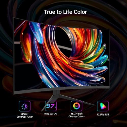 32 Inch FHD 1080p Curved Gaming Monitor - VA 1500R Curved Monitor, 165Hz 1ms MPRT, FreeSync & G-Sync, 122% sRGB, DP/HDMI, VESA, HDR10 for Gaming Home Office Business PC Monitor