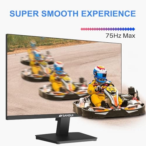 SANSUI Monitor 22 inch 1080p FHD 75Hz Computer Monitor with HDMI VGA, Ultra-Slim Bezel Ergonomic Tilt Eye Care LED Display for Home Office (ES-22F1 HDMI Cable Included)