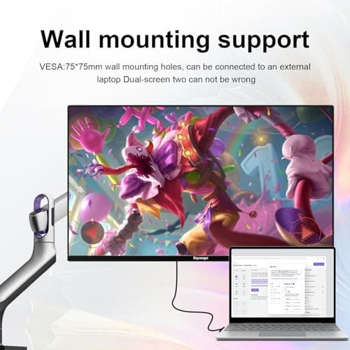 24inch Gaming Computer Monitor FHD1920x1080,180Hz Refresh Rate AMD FreeSync Premium Display, Eye Care, HDMI,1ms MPRT Ideal for Gaming Entertainment Work Support Wall Mount Install（75 * 75mm）