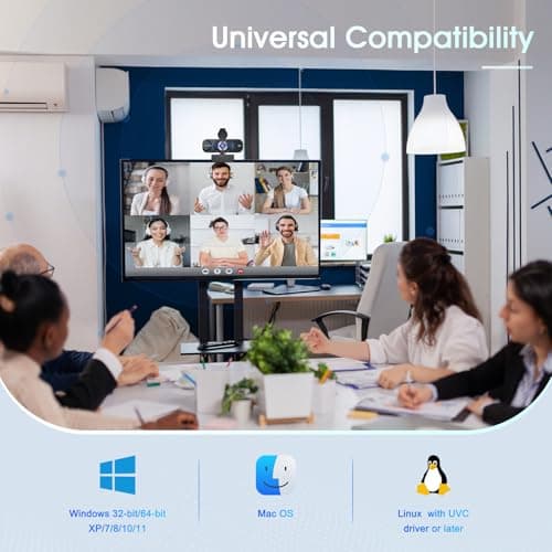 2K HD Webcam with Auto Light Correction, Noise-Canceling Mic, Privacy Cover and Wide Angle Lens, Plug & Play USB Camera for Laptop/PC/Mac, Compatible with Zoom, Skype, Teams & Streaming Black