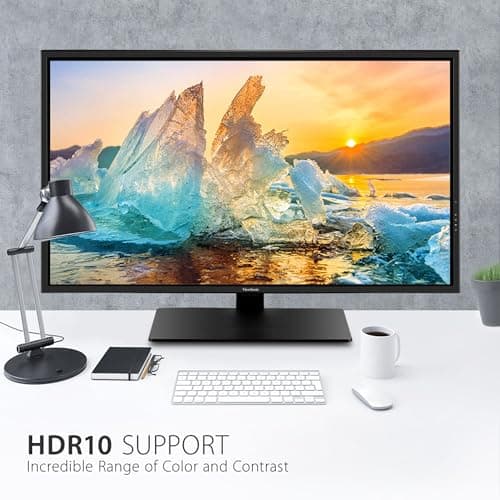 ViewSonic VX4381-4K 43 Inch Ultra HD MVA 4K Monitor Widescreen with HDR10 Support, Eye Care, HDMI, USB, DisplayPort for Home and Office, Black