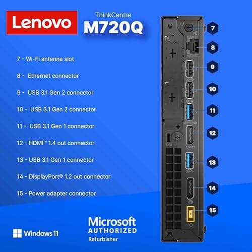 Lenovo M720Q ThinkCentre Mini PC | Windows 11 Pro | Intel i5-8400T | 8GB RAM + 250GB NVME | 5G WiFi + BT | Home or Office Micro Desktop Computer (Renewed)