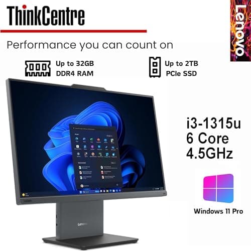 Lenovo ThinkCentre Business All-in-One Computer | 13th Gen Intel 6-Core Processor | 24'' Full HD Display | Wi-Fi 6 | USB-C | HDMI in&Out | KB&Mouse | Windows 11 Pro (64GB RAM | 2TB SSD)