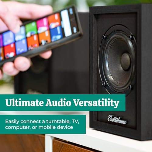Electrohome Huntley Powered Bookshelf Speakers with Built-in Amplifier and 3" Drivers for Turntable, TV, PC and Wireless Music Streaming Featuring Bluetooth 5, RCA and Aux (EB10B)