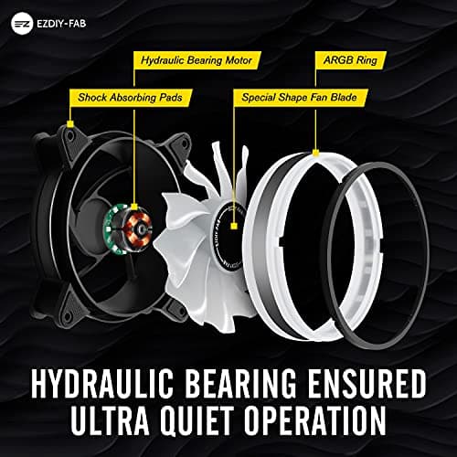 EZDIY-FAB Moonlight 120mm RGB Case Fan, 6 Pack, ARGB, Aura SYNC, Speed Control, 26.16 CFM, Desktop Compatible