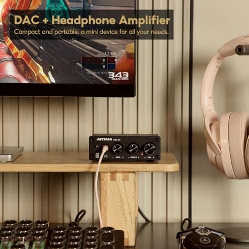 AIYIMA DAC-A2 Headphone Amplifier DAC with Bass Treble Controls PC-USB/Optical/Coaxial Inputs, RCA/3.5mm Headphone Ouput Digital to Analog Desktop Audio Converter DC 5V 24Bit 192kHz