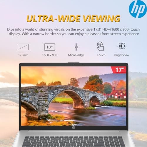 HP 2025 17.3 Touch Screen Laptop PC, 17 Inch Laptop Touchscreen, AMD Ryzen 5(6-Cores), 64GB RAM 2.5TB Storage (2TB SSD+512GB Docking Set), Windows 11 Pro Lifetime Office, 10-Key Number Pad