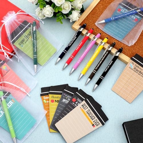 Kosiz 90 Pcs Teacher Coffee Cup Notepad with Pen Back to School Teacher Gifts from Students Sticky Notes Bulk Thank You Gifts for New Year School Office Classroom Supplies