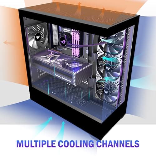 KEDIERS PC CASE ATX 4 Fans Pre-Installed, Type-C Mid Tower Computer Case with Full-View Dual Tempered Glass, Gaming PC Case,Black,P4