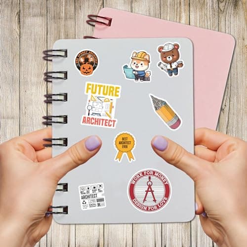 50 PCS Architect Pack Stickers Work Funny Vinyl Decals Waterproof for Adults Men Women Decor Laptop Computer Notebook Phone Cases Map Architecture Graphics Labels Art Jobs