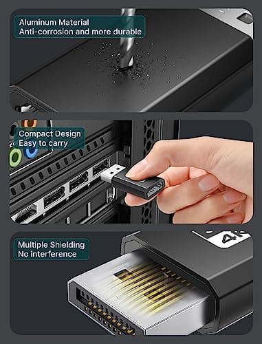 4K DisplayPort to HDMI Adapter 2-Pack, JSAUX DP PC to HDMI Monitor Converter Video UHD 2K@120Hz,4K@30 DP to HDTV Male to Female Uni-Directional adapter Compatible with Dell, Lenovo, HP,GPU, AMD -Black