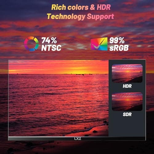 LXZ Gaming Monitor 24.5 inch, 200hz Monitor FHD 1080P Frameless IPS Display with Eye Care, DP/HDMI, Wall Mount Compatible - Black