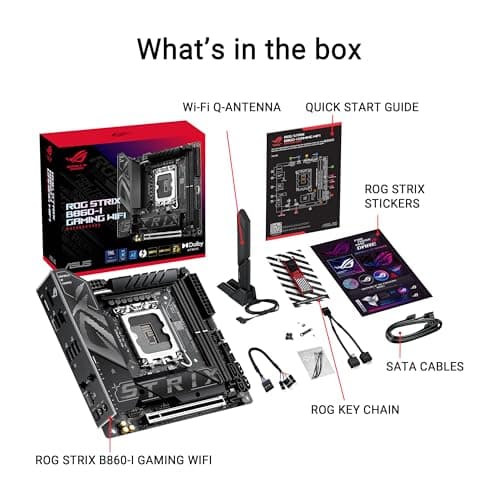 ASUS ROG STRIX B860-I GAMING WIFI B860 LGA 1851 mITX Mini-ITX motherboard, Intel® Core™ Ultra Series 2 Ready, Advanced AI ready, 10+1+2+1 stage, DDR5, 2.5G LAN, WiFi7, M.2, Thunderbolt™ 4, USB Type-C®