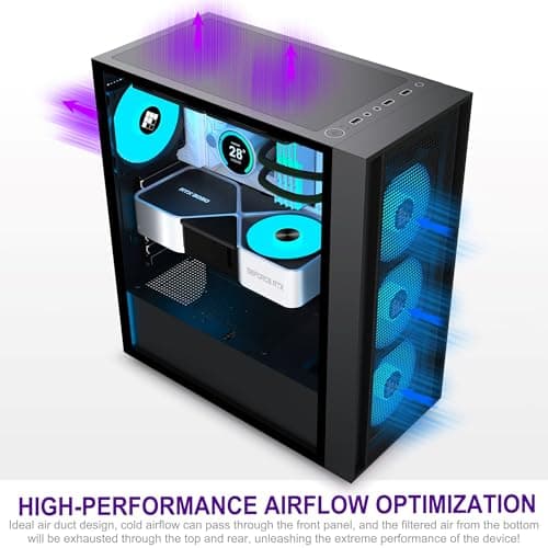 K11 PC Case - Pre-Installed with 4 PWM ARGB Fans, ATX Mid-Tower Gaming Case, Hinged Tempered Glass, Black, FOIFKIN (Black, K11)
