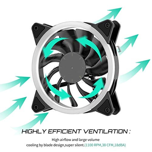 upHere 120mm RGB Case Fan Fan,Quiet Edition High Airflow LED Case Fan for PC Cases-3 Pack,RGB123-3