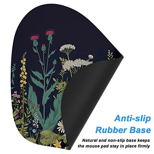 Rimilak Small Mouse Pad 6 x 7 Inch, Irregular Mini Mouse Pad with Non-Slip Rubber Base, Waterproof Compact Mouse Mat for Laptop Computer Wireless Mouse Keyboard Home Office Travel, Midnight Flowers