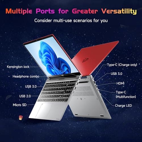 NIMO 15.6 IPS FHD-Laptop, 16GB RAM 1TB SSD Intel Pentium Quad Core N100, Computer with Backlit Keyboard Fingerprint (Beat to i3-1115G4 Up to 3.4GHz) Laptops for Student, Win 11 Red