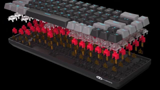 MageGee Portable 60% Mechanical Gaming Keyboard, MK-Box LED Backlit Compact 68 Keys Mini Wired Office Keyboard with Red Switch for Windows Laptop PC Mac - Black/Grey