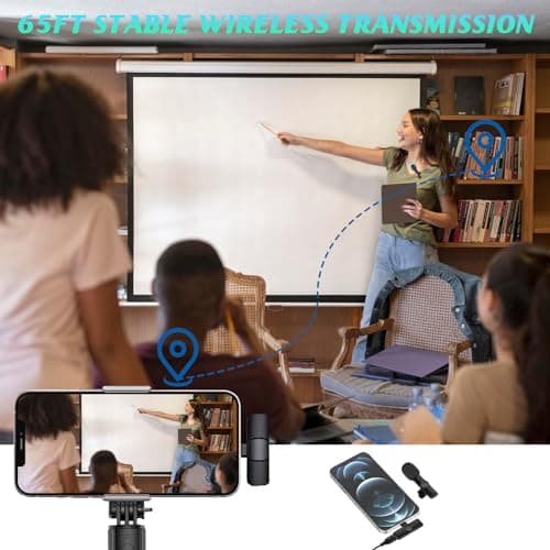 Microphone for iPhone, 2 Pack Wireless Microphones, Mini Mic, Lavalier, Recording Lapel Mic, Plug-Play, Clip On Microphone with Noise Reduction for Interview/Tiktok (for iPhone14 and Below)