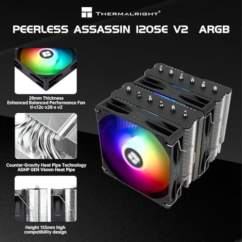Thermalright Peerless Assassin 120 SE V2 CPU Air Cooler - 6 Heat Pipes AGHP GEN 5.0 Technology | 1850RPM PWM 120mm Fans, for Intel 1851/1700/115X/1200, AMD AM4/AM5