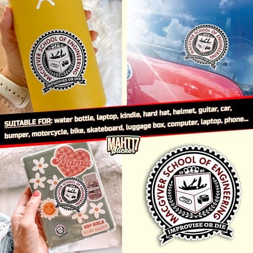 (3 Pcs) School of Engineering Stickers, School of Engineering Improvise Or Die Funny Engineer 2" Waterproof Die-Cut Vinyl Sticker Decal for Cars Bumper Laptop Water Bottles, Phone Decal Gifts 2 Inches