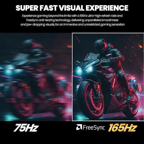 CRUA 24.5Inch Gaming Monitor 144Hz/165Hz, FHD(1920x1080P) 120% sRGB Computer Monitor, Height/Pivot/Swivel/Tilt Adjustable Vertical Monitor, Support FreeSync, DP,HDMI, Wall Mount (75mmX75mm)