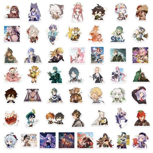 [100 PCS] QYZHIZ Cute Genshin Impact Sticker, Colourful Stickers, Game Sticker for Fans, Waterproof Stickers for Laptop, Water Bottle, Computer, Skate, Phone, Bike, Guitar.