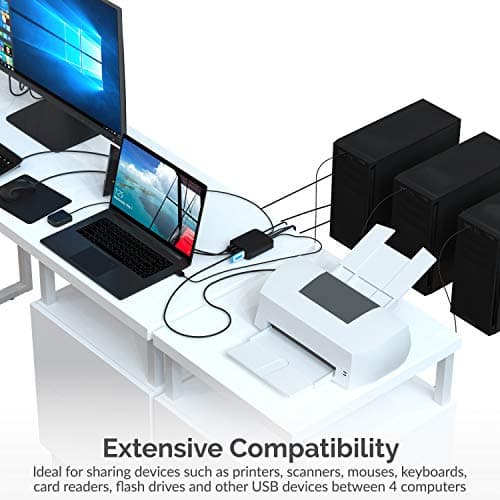 SABRENT USB 2.0 Sharing Switch up to 4 Computers and Peripherals LED Device Indicators (USB-USS4) Black