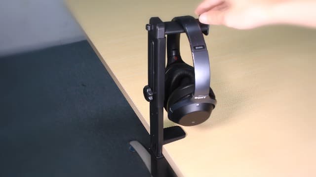 NEETTO HS906 Headphone Stand & Hanger 2 in 1, Above & Under Desk Gaming Headset Holder Mount Hook with Height Adjustable & Rotating Clamp, Earphone Rack with Cable Clip