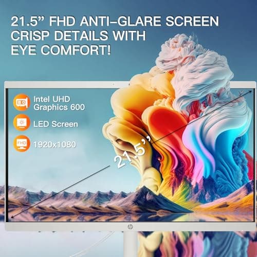 HP All-in-One Desktop Computer - Office Lifetime & Win 11 Pro • 21.5" FHD Anti-Glare Display • Intel Celeron J4025 CPU • for Everyday Use • 16GB RAM 1TB SSD • w/Accessories