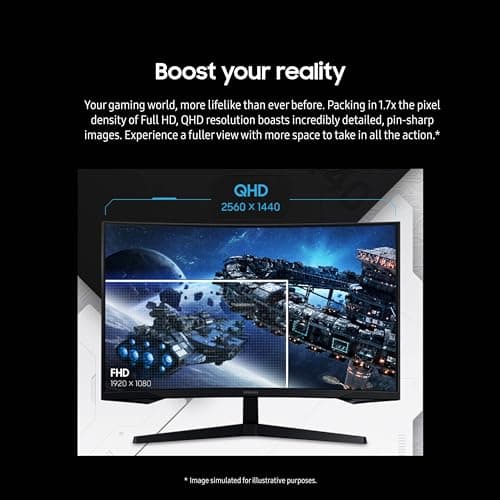 Samsung 27-Inch Odyssey G55C Series QHD 1000R Curved Gaming Monitor, 1ms(MPRT), HDR10, 165Hz, AMD Radeon FreeSync, Eye Care, LS27CG552ENXZA