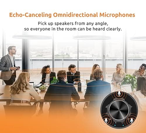 TOUCAN 360-Degree Video Conference Camera, 1080p HD Webcam with 4 Noise Reduction Mics, Speaker, AI Tracking, Works with Zoom, Google Voice, Microsoft Teams and More, for PC/Mac/Laptop/MacBook/Tablet