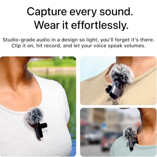 Mini Mic Pro Wireless Microphone for iPhone, iPad, Android, Lavalier Microphone for Video Recording - 2 Pack iPhone Mic Crystal Clear Recording with USB-C for Podcast, ASMR