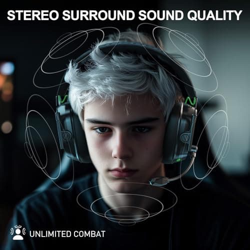 VK81 2.4GHz Wireless Gaming Headset for PS5, PS4, PC - Bluetooth Gaming Headphones with Noise Canceling Mic, Low Latency, Stereo Sound, 50+Hr Battery, RGB Headset Game Boy Accessories, Black