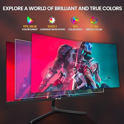 CRUA 24 Inch Curved Gaming Monitor, 144hz/165hz FHD 1080P Frameless Computer Monitor, PC Monitors Support AMD Freesync, 99% sRGB, DP, HDMI, Compatible Wall Mountable Installs-Black
