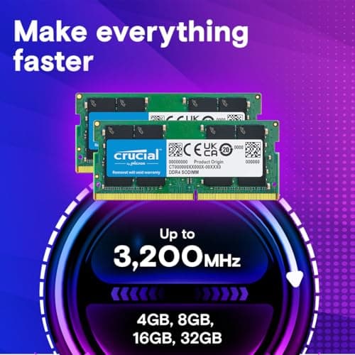 Crucial 16GB DDR4 RAM Kit (2x8GB), 3200MHz (PC4-25600), Downclockable to 2933/2666MHz Laptop Memory SODIMM 260-Pin, Compatible with 13th Gen Intel Core and AMD Ryzen 7000 - CT2K8G4SFRA32A