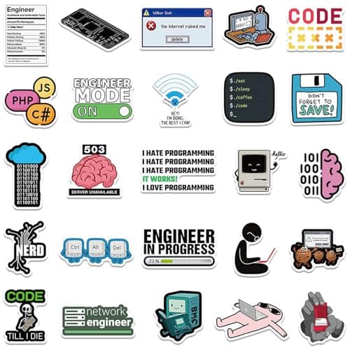 50PCS Programming Stickers Gifts for Developers Programmers Hackers Engineers, Icicrim Program Stickers for Laptop Computer Water Bottles Luggage Vinyl Waterproof Decals