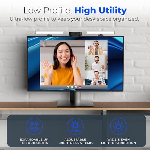 HumanCentric Video Conference Lighting - Webcam Light for Streaming, LED Monitor and Laptop Light for Video Conferencing, Zoom Lighting for Computer, Replace Ring Light for Zoom Meeting, Double Kit