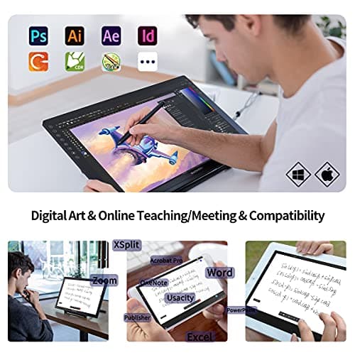 GAOMON PD2200 Drawing Tablet with Screen, Full-Laminated Digital Art Tablet with 8 Touch Buttons, Battery-Free Stylus, Tilt, 130% sRGB, 21.5 inch Graphics Tablet with Stand for Mac, Windows PC