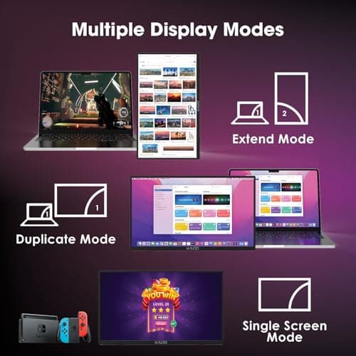 Kado Portable Monitor 15.6'' FHD 1080p, USB-C HDMI Gaming Monitor Ultra-Slim IPS Display Built-in Speakers, External Display 180° Kickstand Wall/Arm Mount for Laptop PC Phone Mac Xbox PS4/PS5 Switch