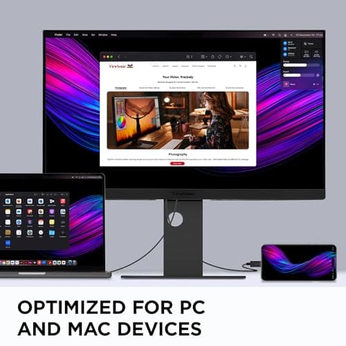 ViewSonic VP2788-5K 27 Inch 5K Mac-Ready Monitor with 100% sRGB, 99% DCI-P3, Pantone Validated, Advanced Ergonomics, Thunderbolt 4, USB Hub, HDMI, and DP for Home and Office