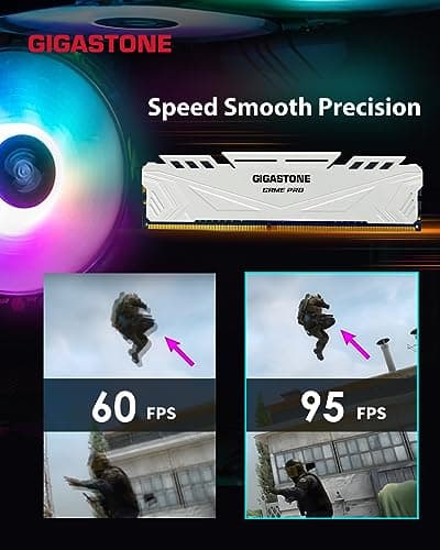 【DDR4 RAM】 GIGASTONE Game PRO 32GB Kit (2x16GB) DDR4 3200MHz PC4-25600 CL 16-18-18-40 Intel XMP 2.0 AMD Ryzen 1.35V UDIMM 288 Pin Unbuffered Non ECC High Performance Gaming Desktop Memory - White