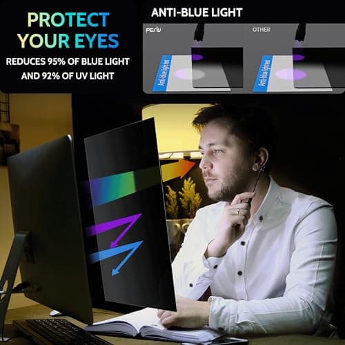 [2-Pack] 24 Inch Privacy Screen for Computer Monitor 16:9 Aspect Ratio, Eye Protection Anti Blue Light Glare Shield, 24inch Removable Black Blackout Anti Spy Desktop Security Private Filter