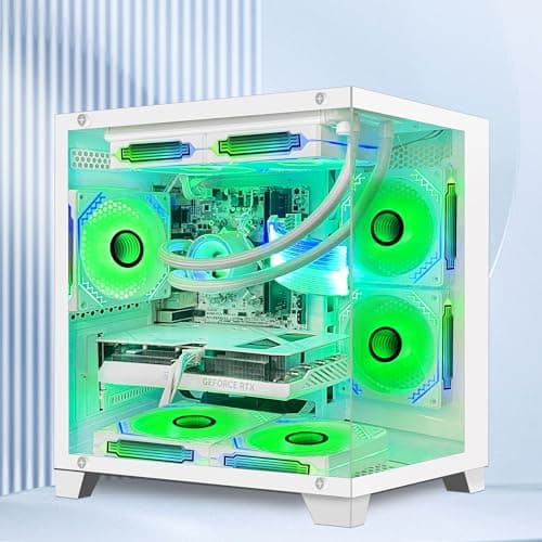 Panorama Gaming PC Desktop - AMD Ryzen 5 5600GT 3.6GHz, RTX 4060 8GB, 16GB DDR4 RAM 3200, 1TB M.2 PCIE SSD, 240mm AIO, 11AC Wi-Fi, Bluetooth, Windows 11 Pro 64-bit Desktop Computer, White