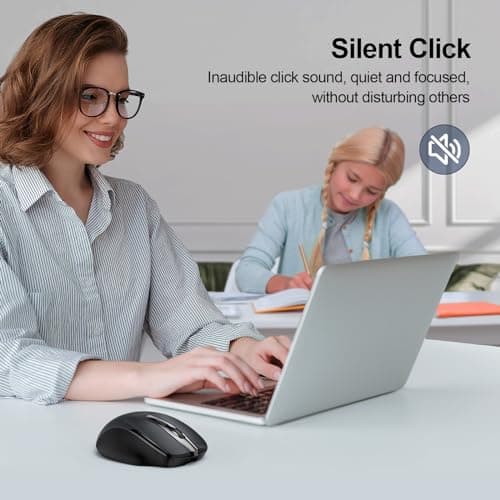 TECKNET Wireless Mouse Rechargeable, 2.4G USB-A Silent Mouse, Quiet Click, 6 Adjustable 4800 DPI, Cordless Computer Mice, Ergonomic Mice for Laptop, 6 Buttons for Chromebook, Ergo Grip - Black