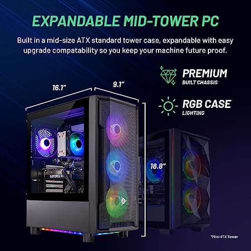 Skytech Gaming Shadow Gaming PC Desktop – AMD Ryzen 5 5600X 3.7 GHz, NVIDIA RTX 4060, 1TB NVME SSD, 16GB DDR4 RAM 3200, 600W Gold PSU, 11AC Wi-Fi, Windows 11 Home 64-bit,Black