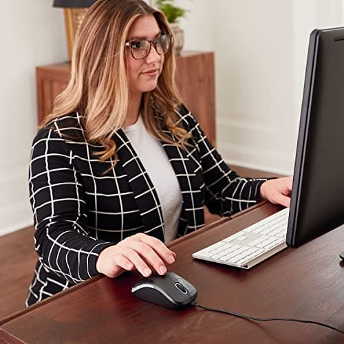 Verbatim USB Silent Corded Optical Mouse - Wired Noiseless Silent Click Computer Mouse for PC, Mac, Laptop, Chromebook - Black 70749